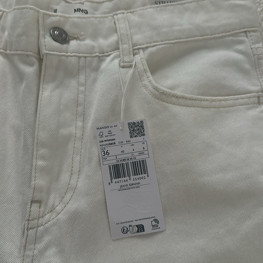 Mango White Patchwork Denim Jeans - image 4